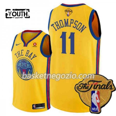 Canotte Bambino Golden State Warriors Klay Thompson 11 2018 NBA Finals Patch Nike Giallo City Edition Swingman